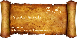 Printz Anikó névjegykártya